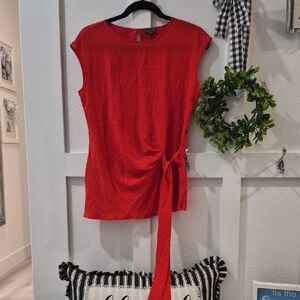 Vince Camuto Vibrant Red Tie-Front Blouse